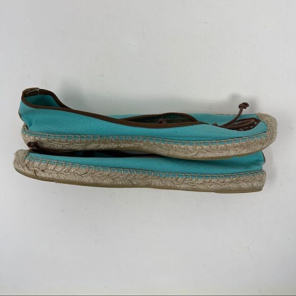Tory Burch Logo Canvas Espadrilles Turquoise Women’s Size 8 - Picture 5 of 9